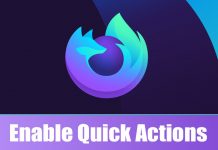 Enable Quick Actions in Firefox Browser
